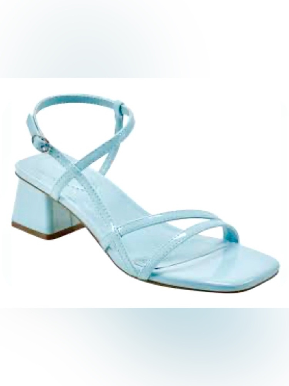 Bandolino Colby Pastel Blue Patent Leather/Strappy/Low Block Heel Sandals: 8 - Picture 1 of 6